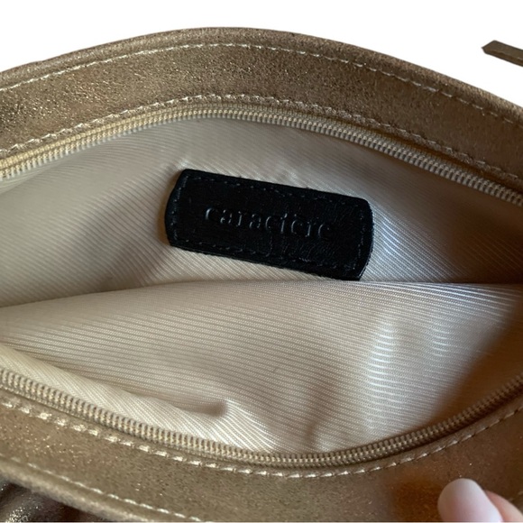 Y2K Caratère Italy Gold Leather Clutch Purse - Picture 4 of 6